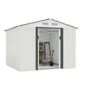 8x6 ft  Flush Door Metal Storage Shed With Apex Roof & Large Space For Outdoor Use