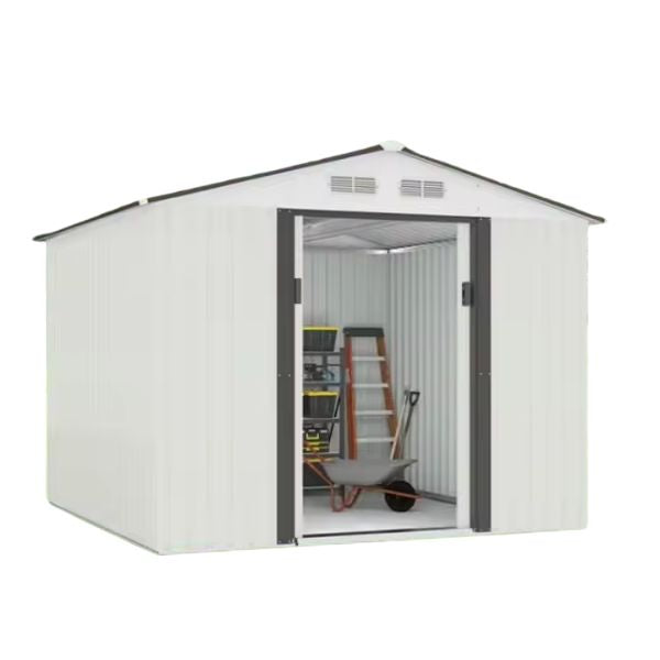8x6 ft  Flush Door Metal Storage Shed With Apex Roof & Large Space For Outdoor Use