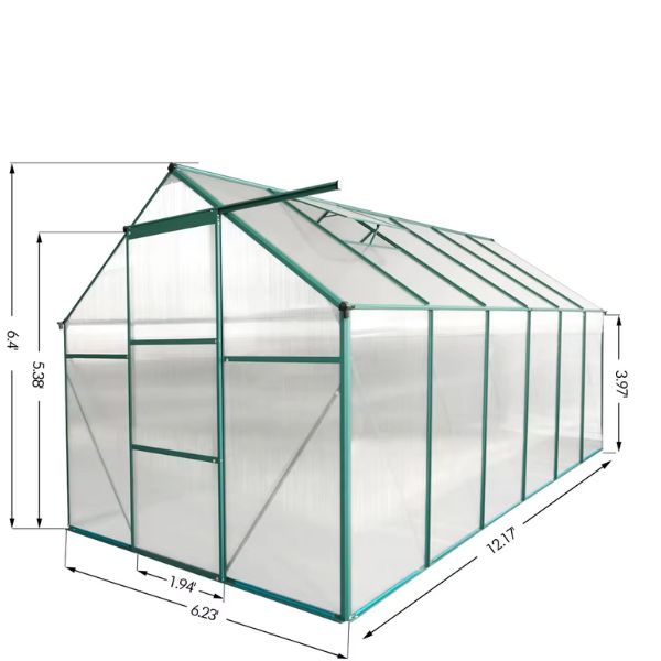 Polycarbonate Greenhouses Raised Base and Anchor Aluminum, Heavy Duty